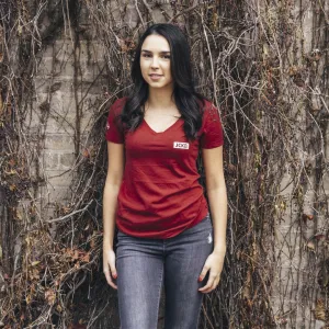 V-Neck Tee - Crimson Red (Women's)