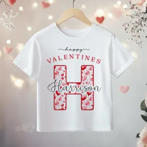 Valentines Day Heart Pattern Personalised Toddler & Kids T Shirt