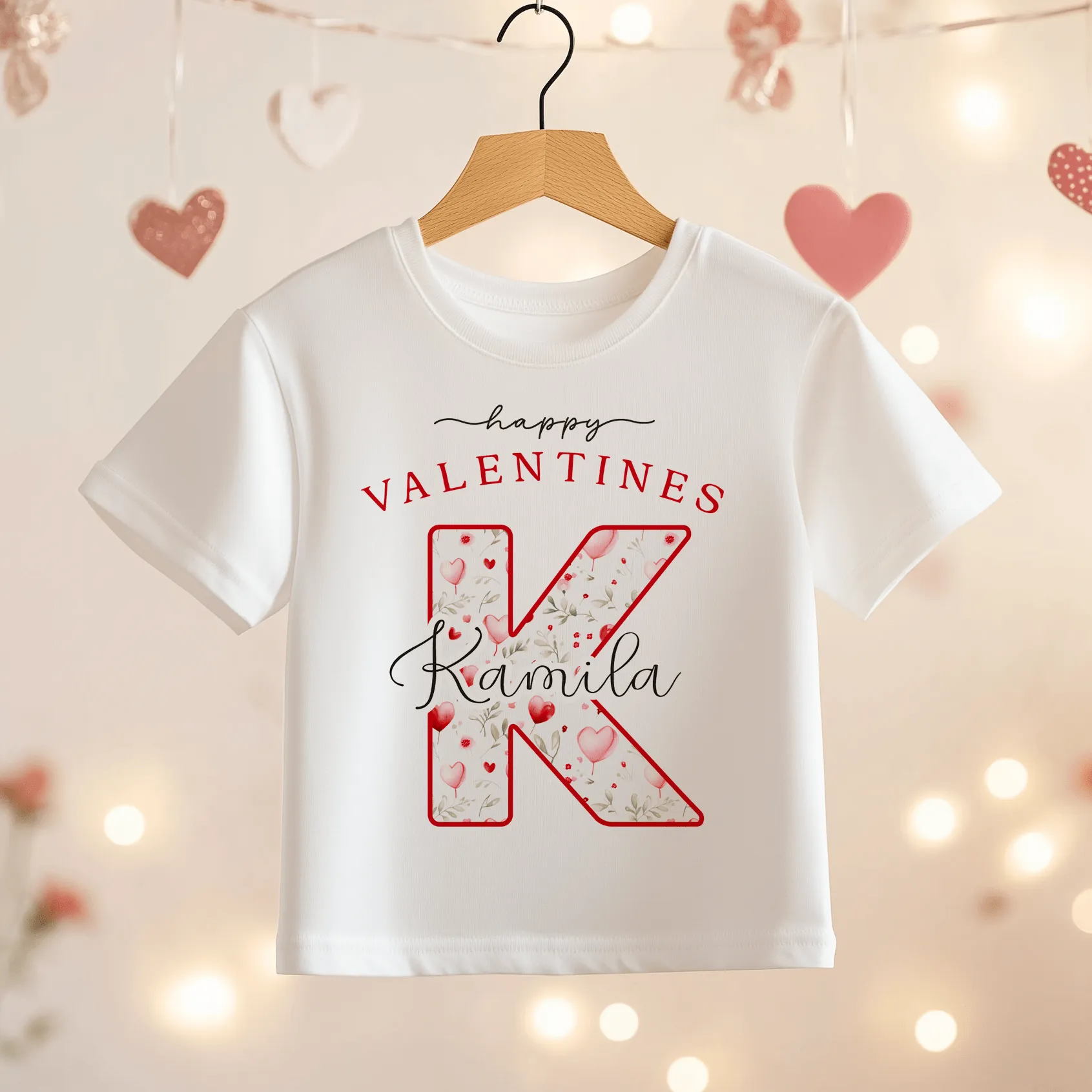 Valentines Day Pattern Personalised Toddler & Kids T Shirt