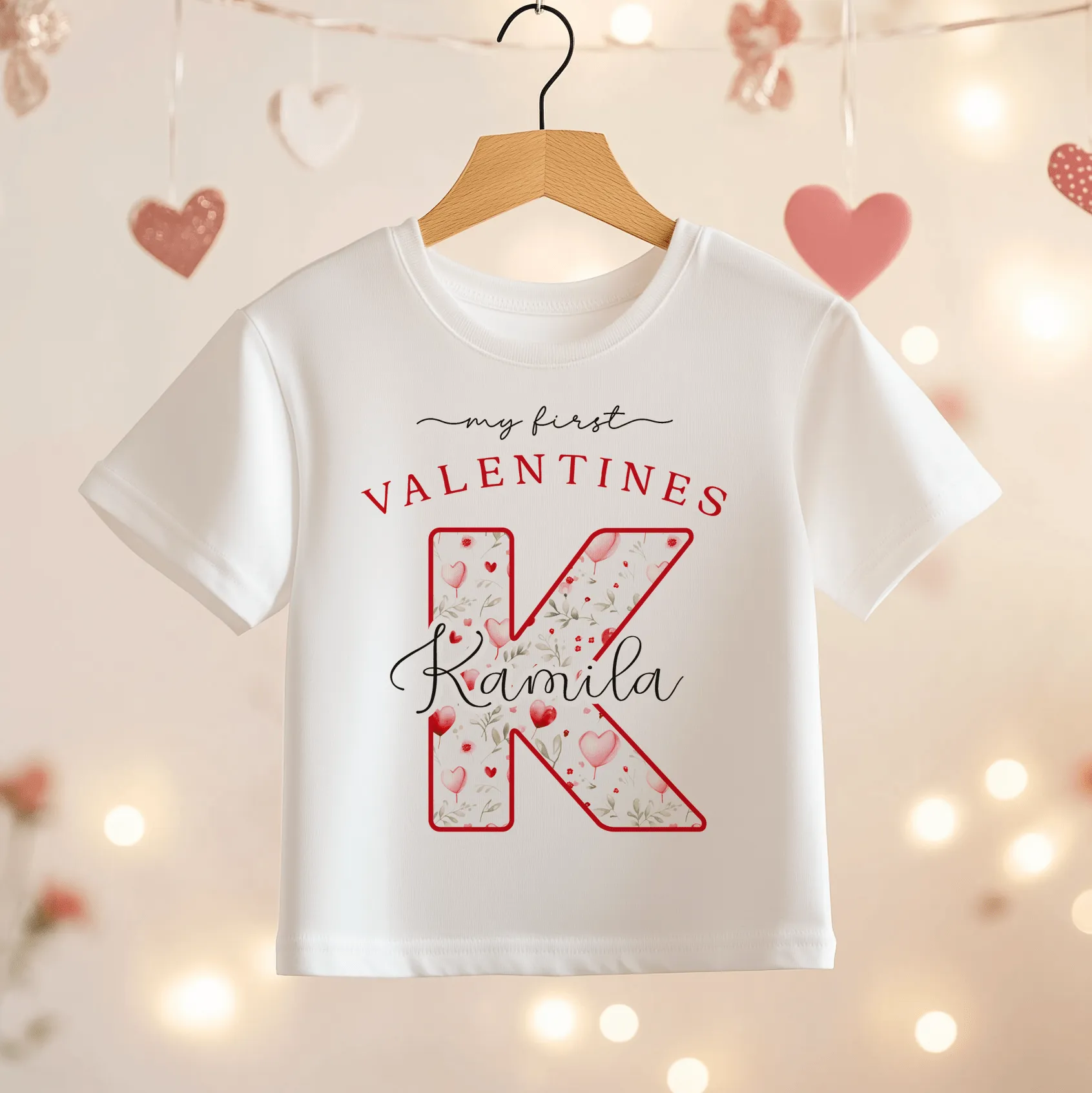 Valentines Day Pattern Personalised Toddler & Kids T Shirt