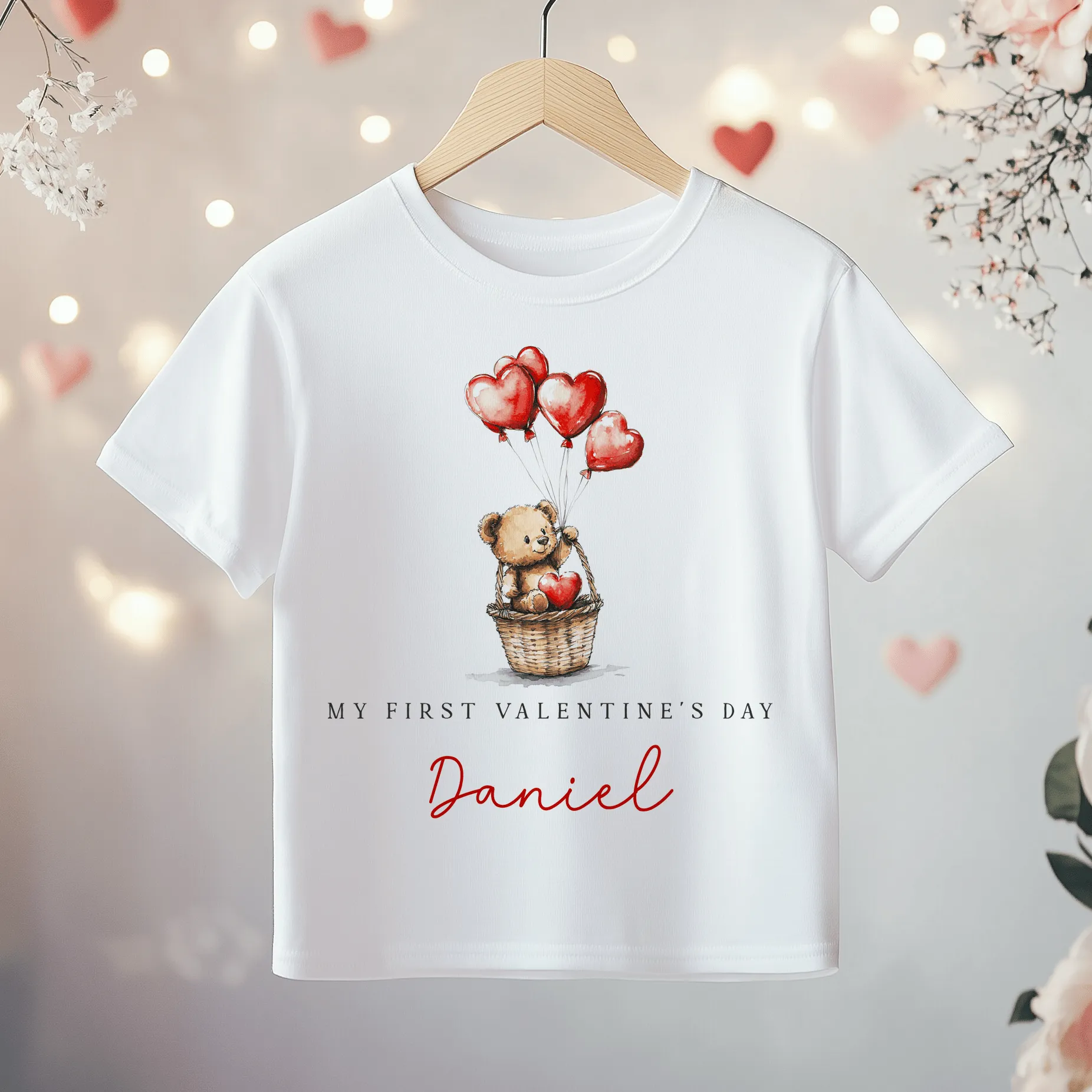 Valentines Day Teddy Bear Personalised Toddler & Kids T Shirt