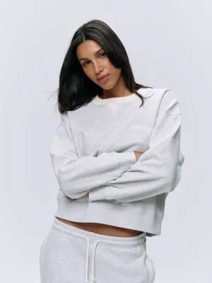 Varsity Loose Fit Sweatshirt - Light Grey Melange/Marshmallow White