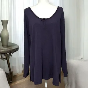 Venezia Jeans Vintage Eggplant Purple Tunic Sweater Scoop Neck Sz 22/24 3X