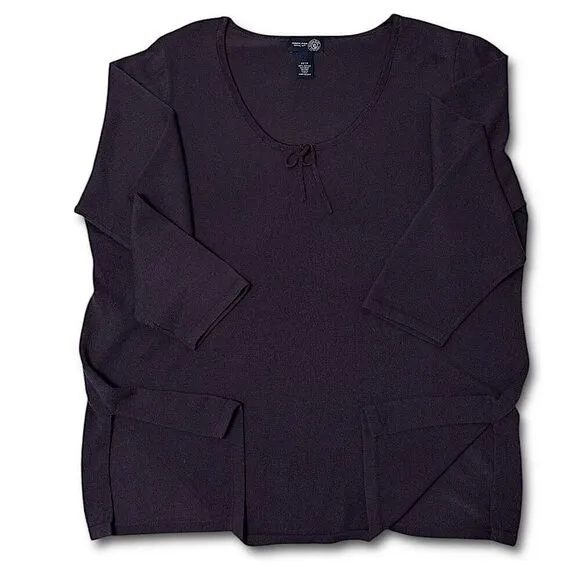 Venezia Jeans Vintage Eggplant Purple Tunic Sweater Scoop Neck Sz 22/24 3X