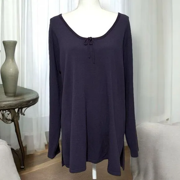 Venezia Jeans Vintage Eggplant Purple Tunic Sweater Scoop Neck Sz 22/24 3X