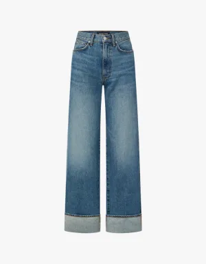 Veronica Beard Taylor Cuffed Wide Leg Jeans in Rebel Stone