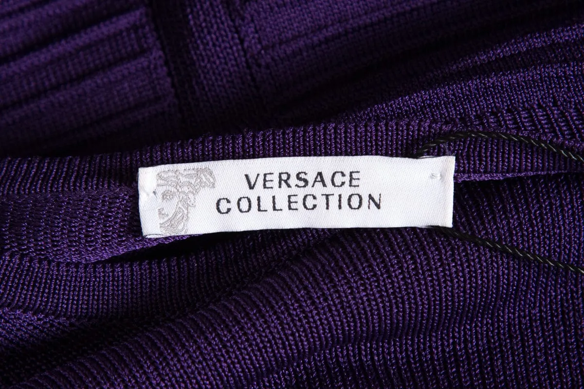 Versace Collection Purple Knit Ribbed Dress SZ 38