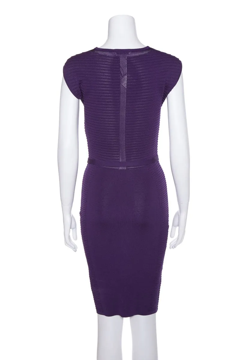 Versace Collection Purple Knit Ribbed Dress SZ 38