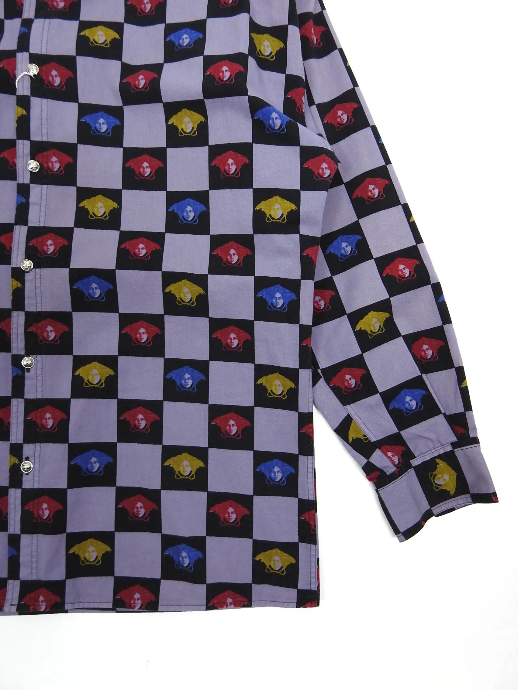Versace Jeans Couture Purple/Black Check Medusa Button Up