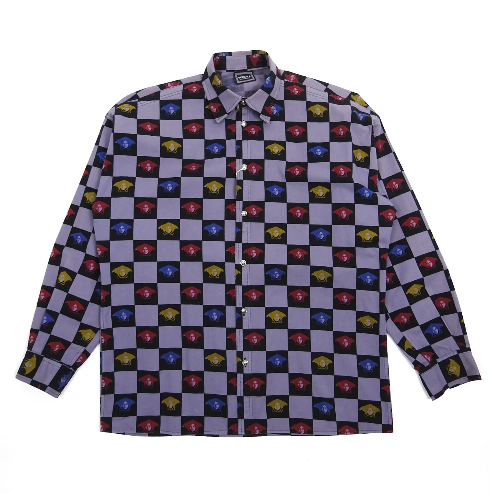 Versace Jeans Couture Purple/Black Check Medusa Button Up