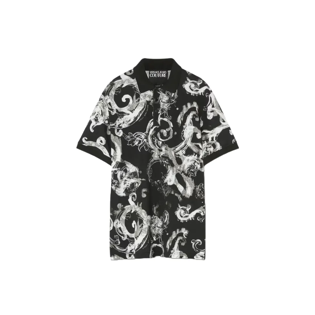 VERSACE JEANS COUTURE WATERCOLOUR COUTURE POLO SHIRT
