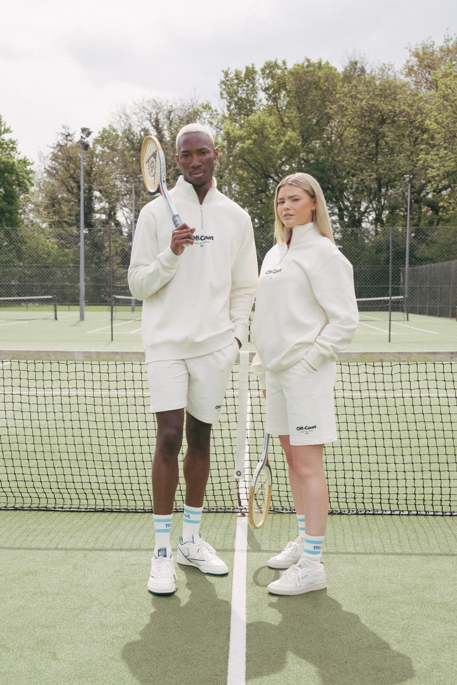 Vice 84 'Off-Court GSM' Half Zip Sweater & Shorts Set - Ecru
