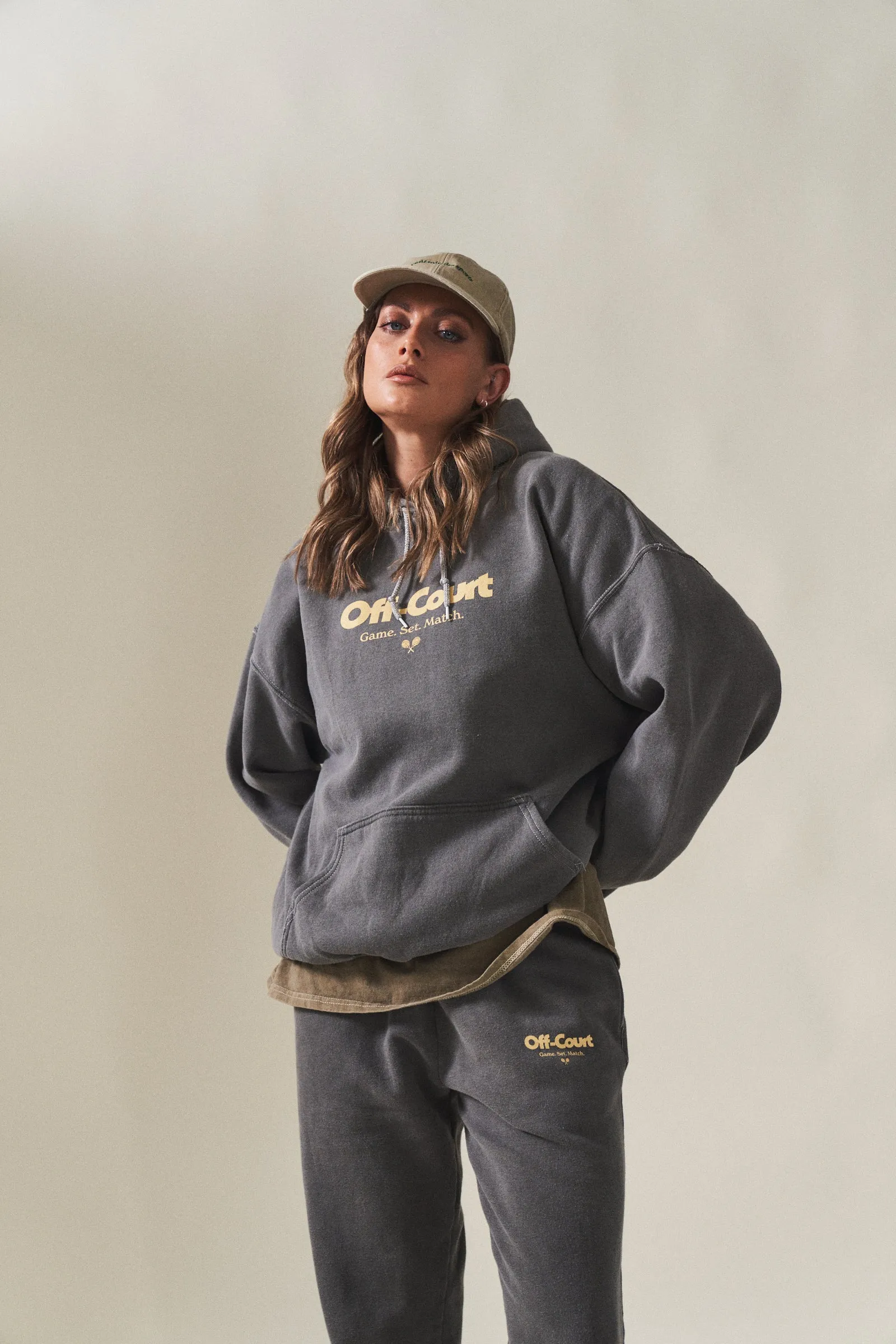 Vice 84 'Off-Court GSM' Vintage Washed Hoodie - Charcoal
