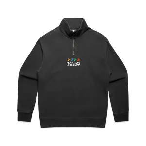Vice 84 'Runner' Faded 1/4 Zip Sweater - Black