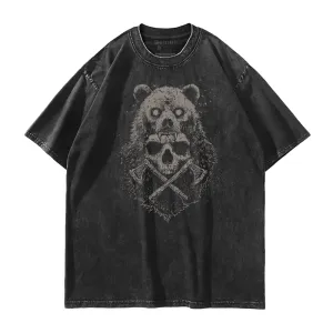 Viking Skull Bear Washed T-Shirt