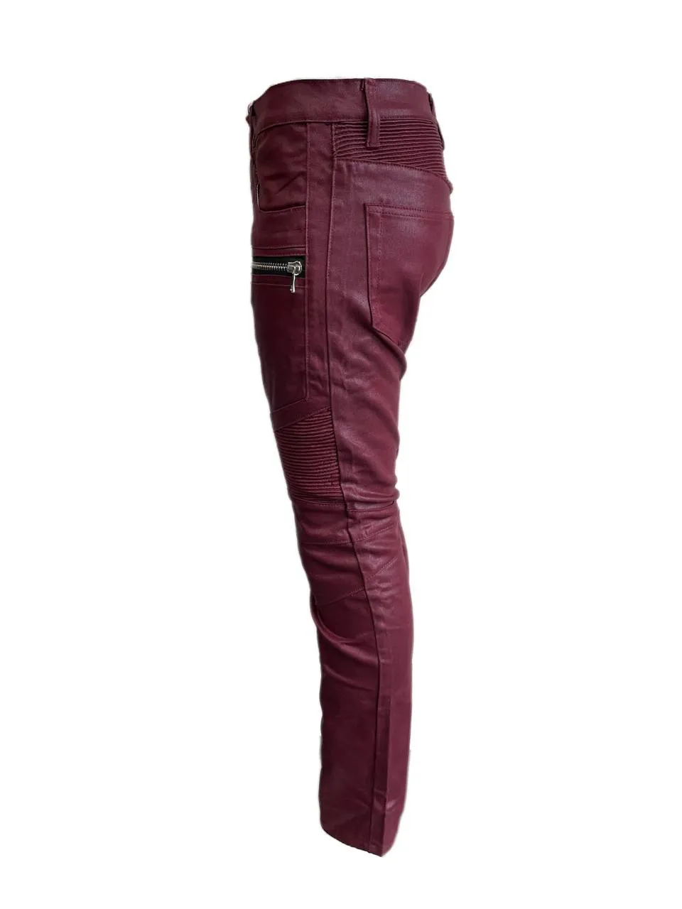 Vin Touir Women's Red Ribbed Biker Slim Jeans Size 30 NWT
