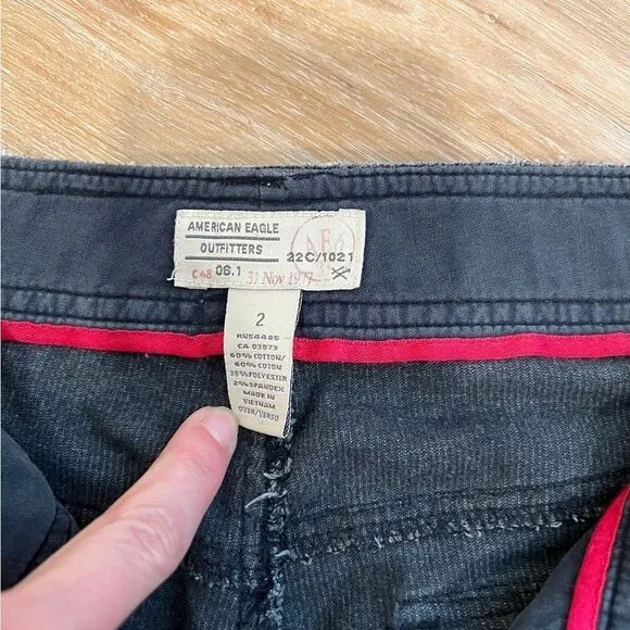 VINTAGE AMERICA EAGLE OUTFITTERS Black Utility Jeans Size 2