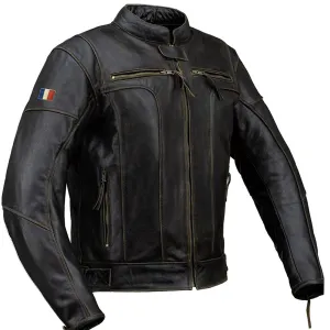 Vive La France Retro Brown Motorcycle Leather Jacket