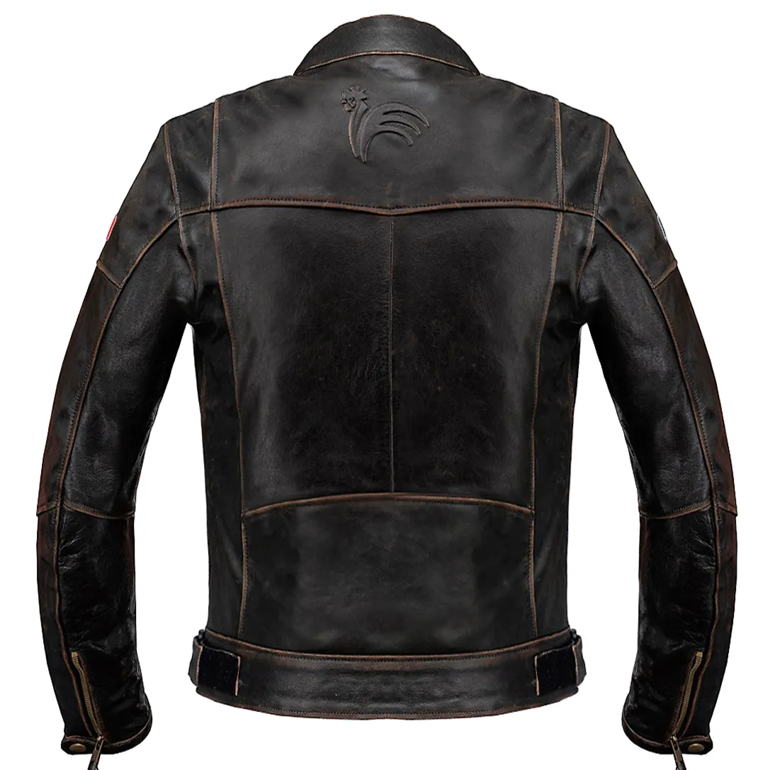 Vive La France Retro Brown Motorcycle Leather Jacket