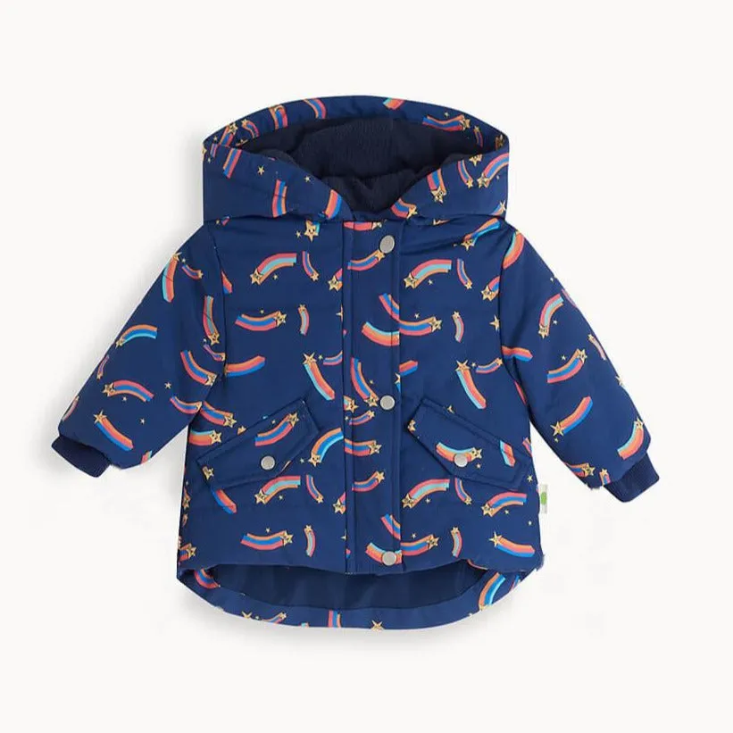 VOXY - Recycled Padded Winter Jacket- Navy with Rainbow Stars