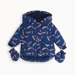 VOXY - Recycled Padded Winter Jacket- Navy with Rainbow Stars