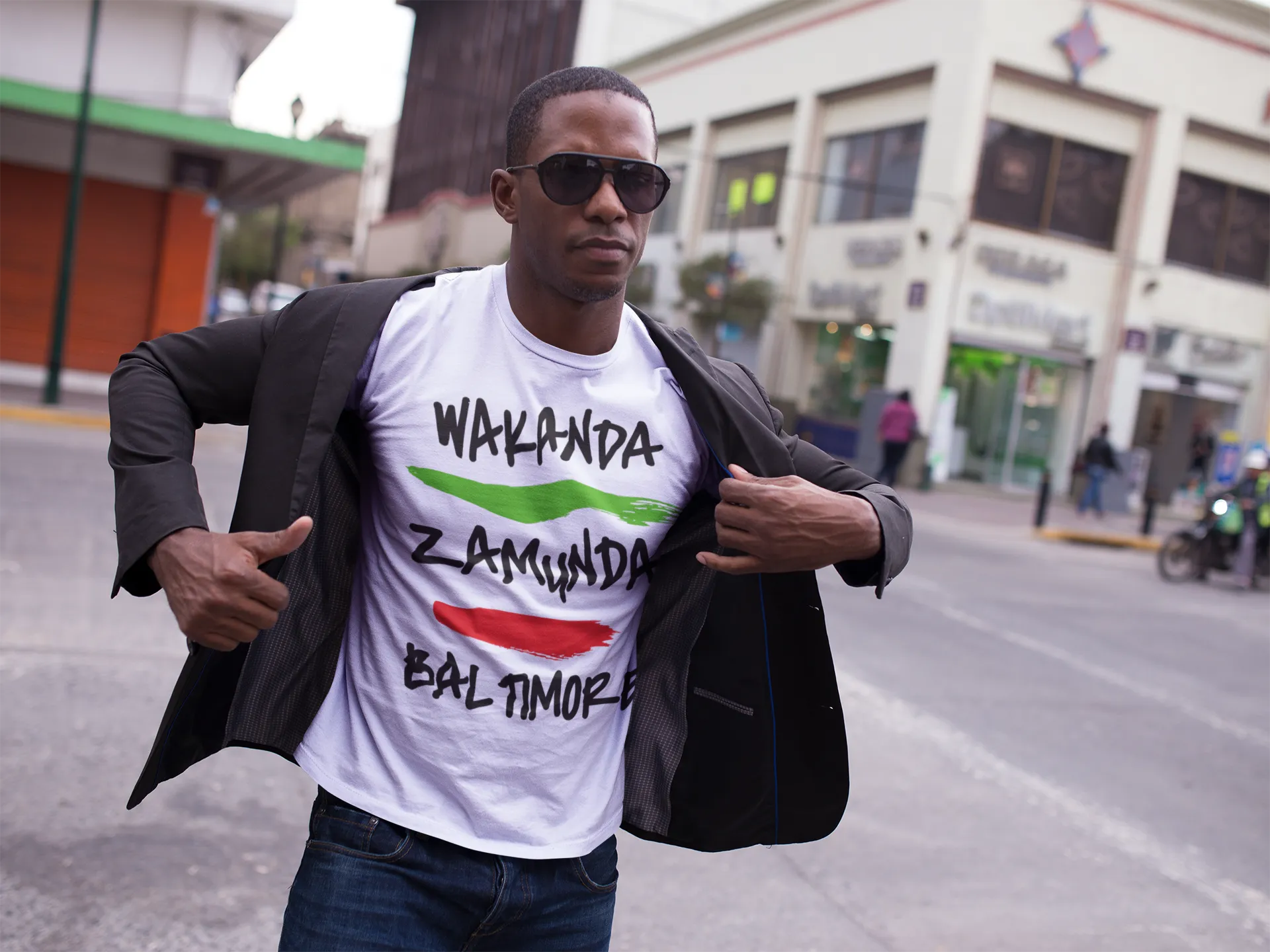 Wakanda Zamunda Baltimore White Green Red T shirt Crew Tee