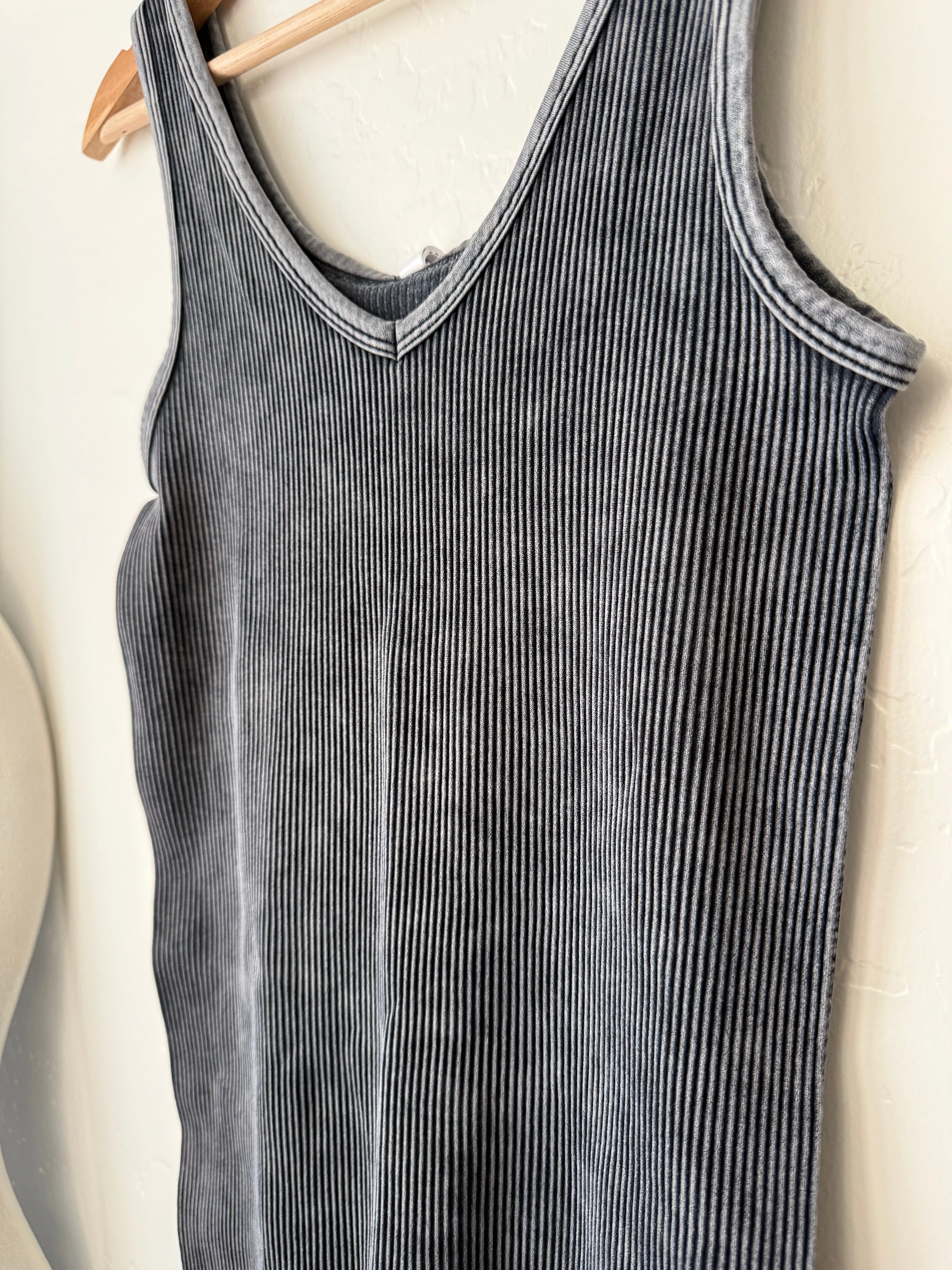 Washed ribbed sports Jumpsuit - ASH BLACK