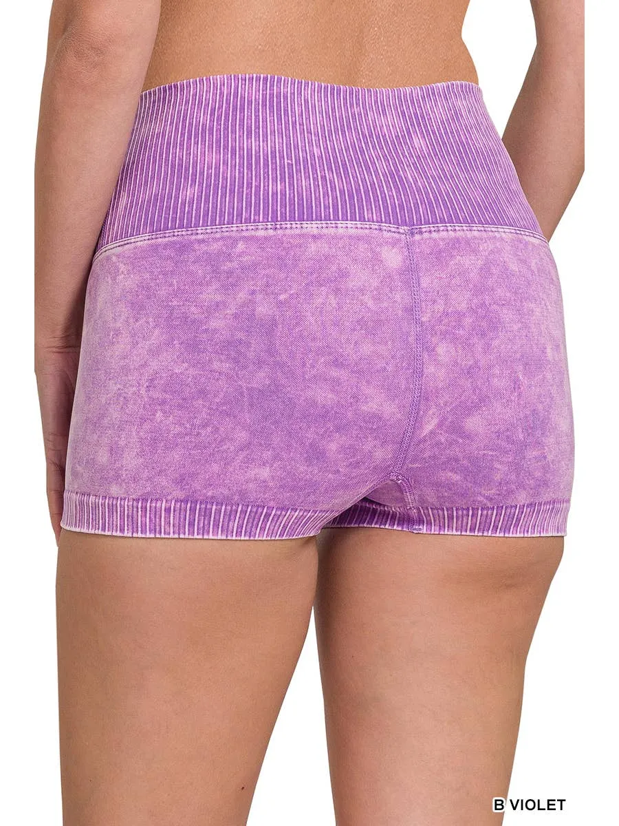 Washed Seamless High Waisted Shorts