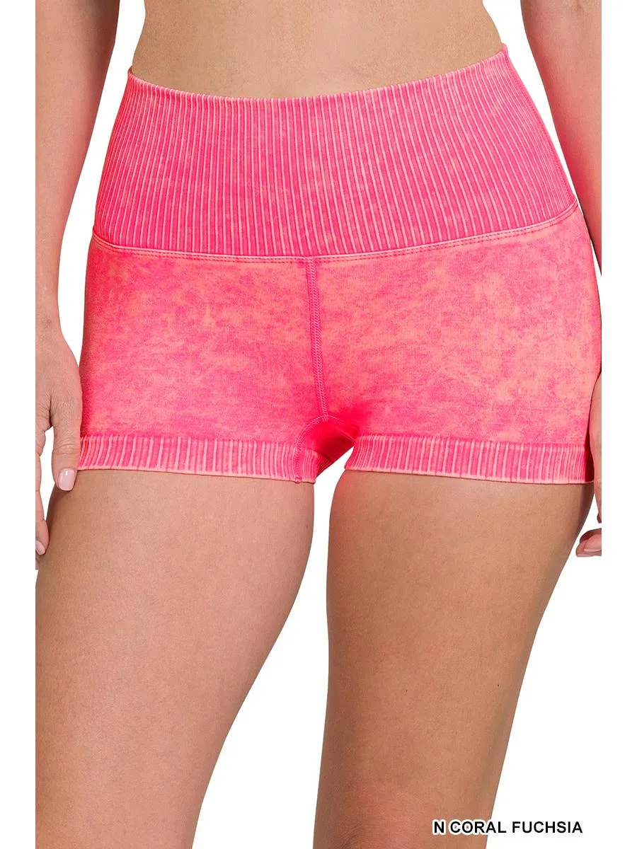 Washed Seamless High Waisted Shorts