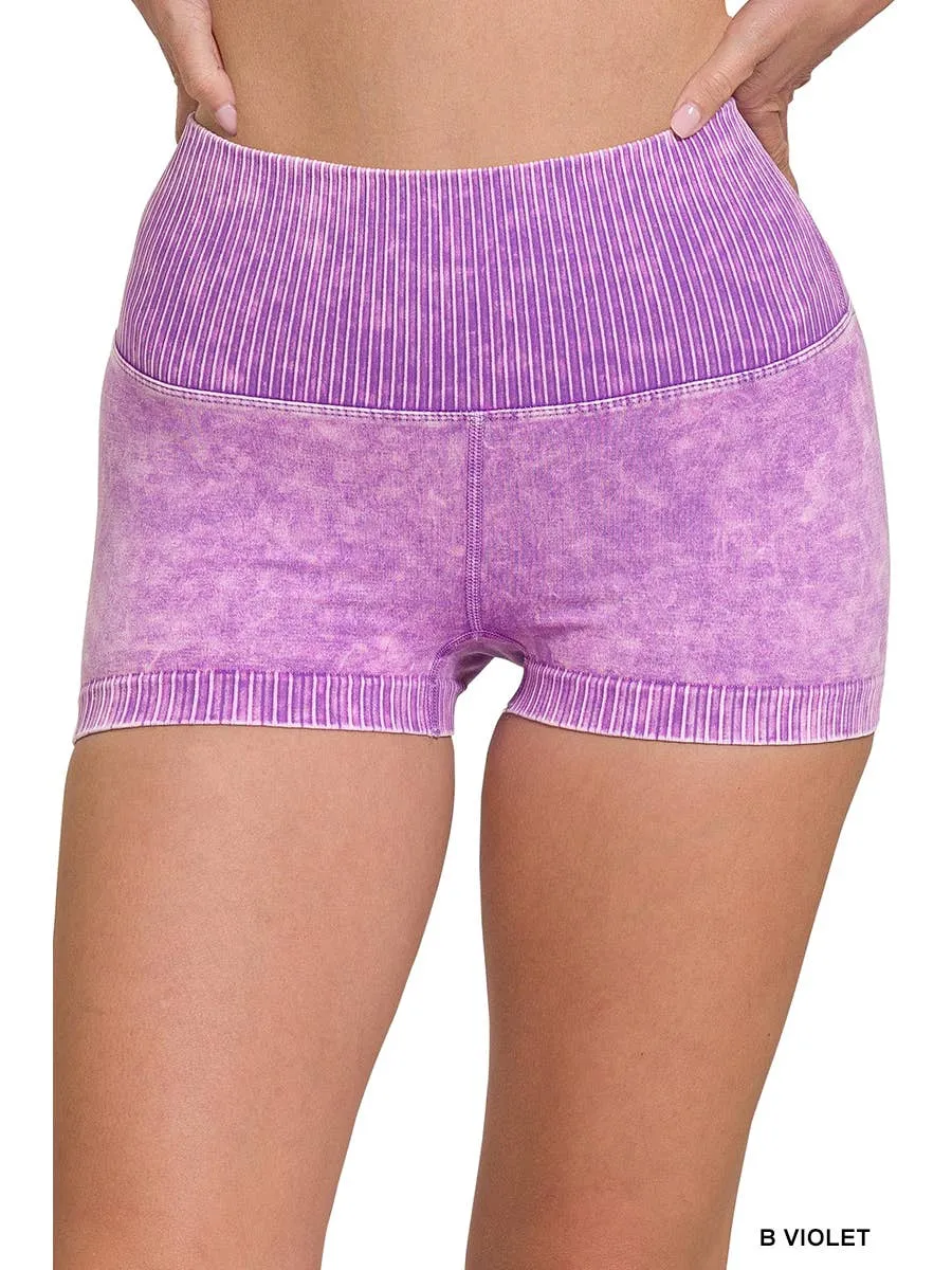 Washed Seamless High Waisted Shorts