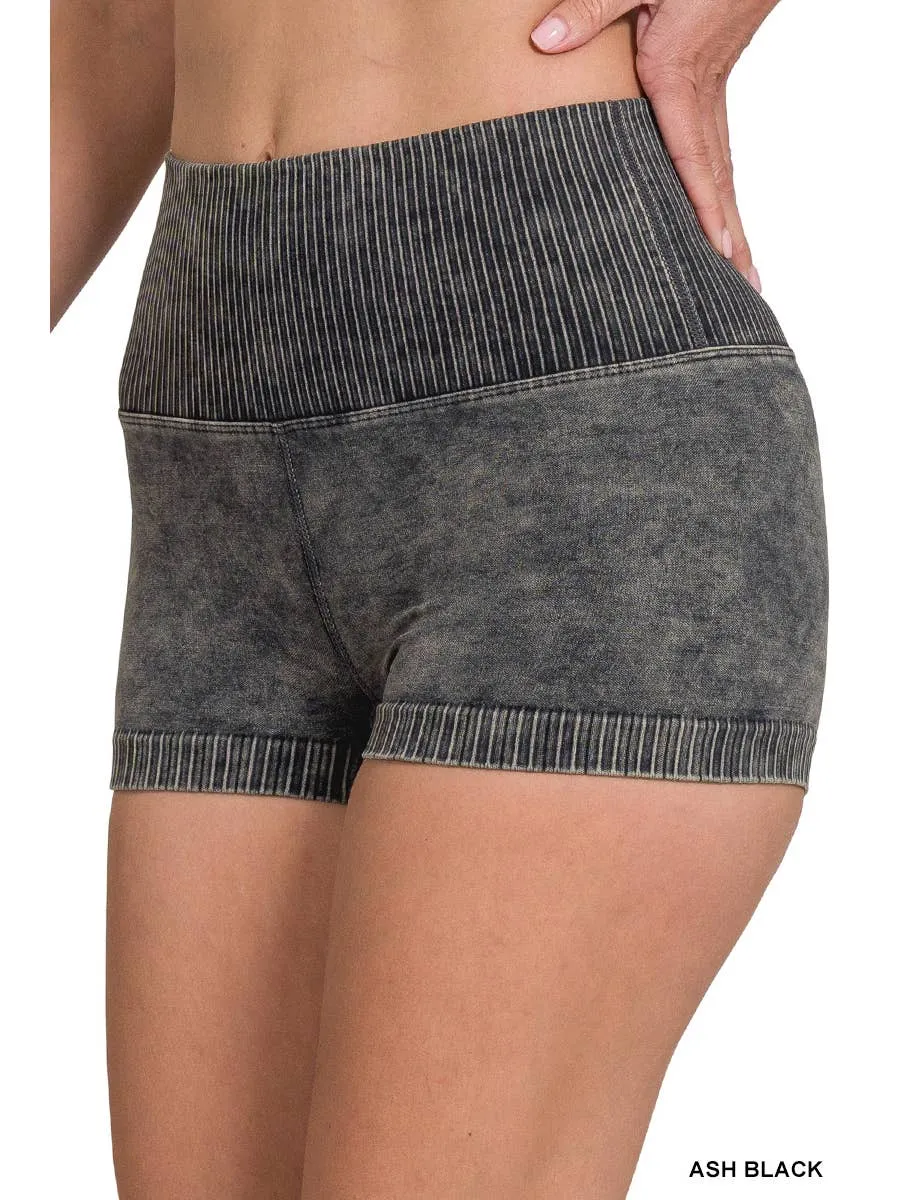 Washed Seamless High Waisted Shorts