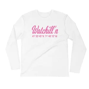 Watchill'n 'Coordinates' Logo Premium Long Sleeve Fitted Crew (Pink)