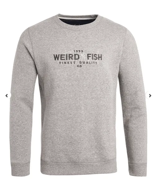 Weird Fish Larkspur Recycled Organic Snow Marl Sweatshirt Grey