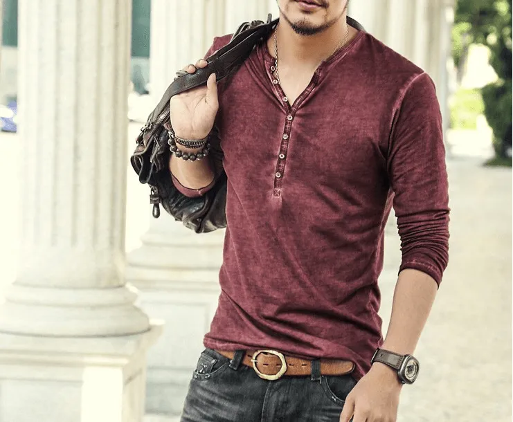 West Louis™ Designer Cotton Vintage Henry T Shirts