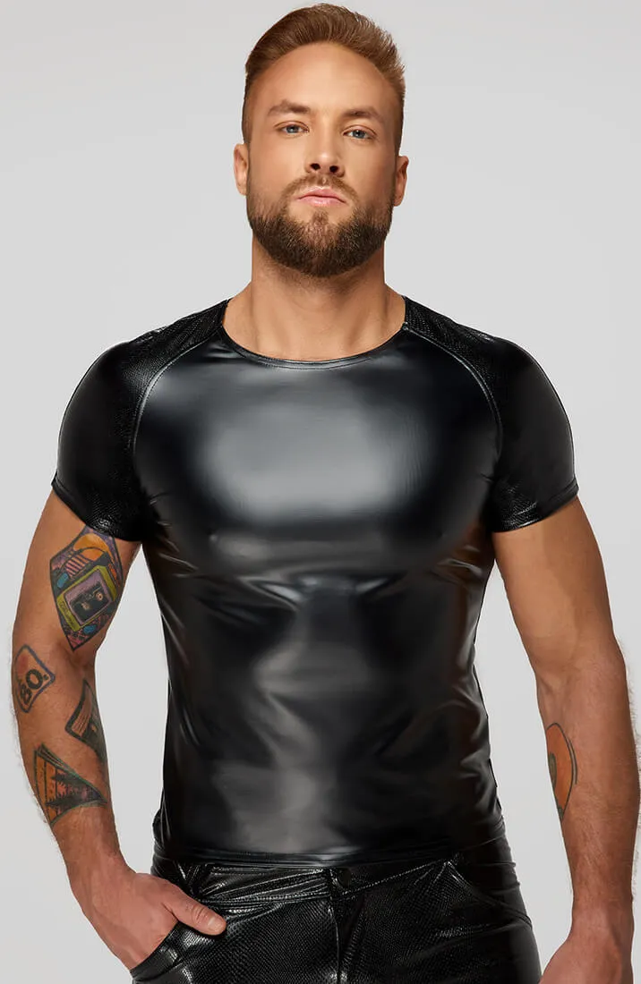 Wet look X snakeskin t-shirt - STUD
