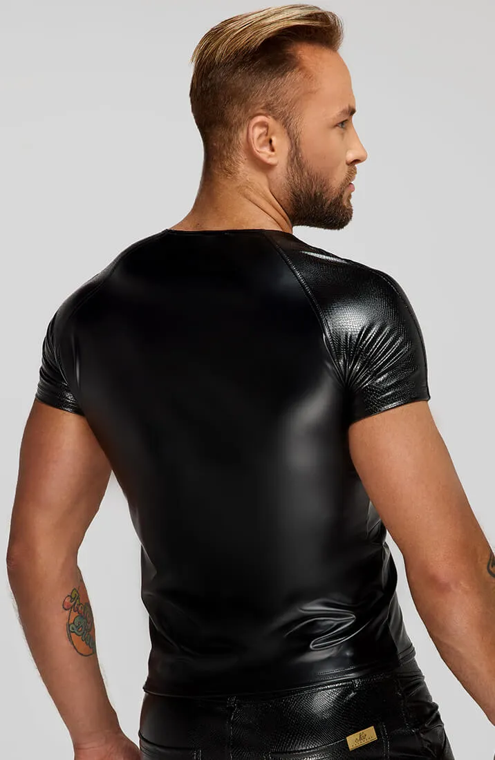 Wet look X snakeskin t-shirt - STUD