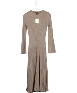 Whistles Beige Willow Ribbed Cotton-cashmere Knitted Midi Dress UK 8