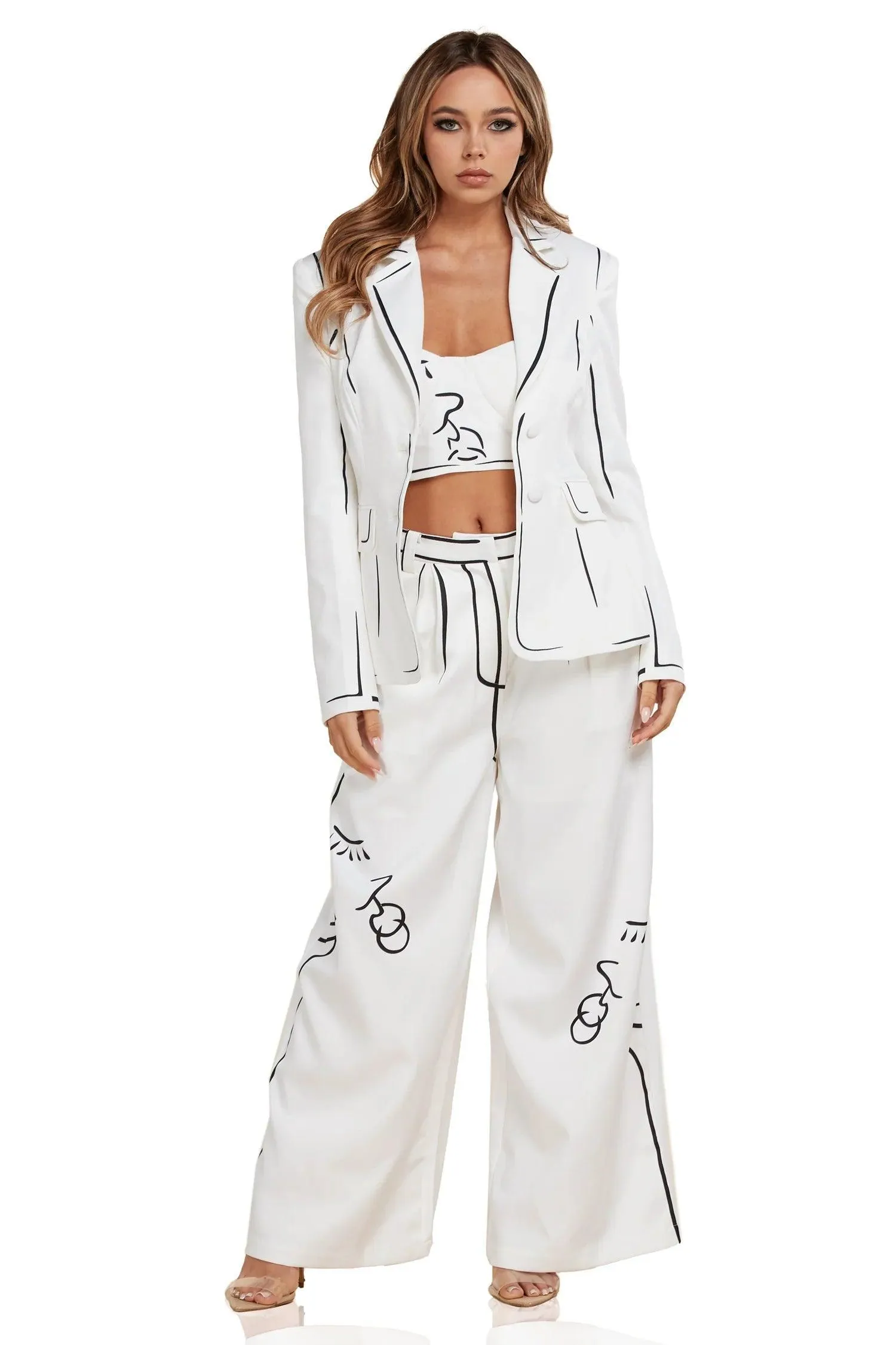 WHITE AND BLACK ARISEY 3PC SUIT
