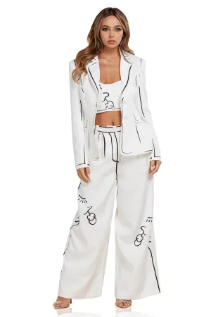 WHITE AND BLACK ARISEY 3PC SUIT