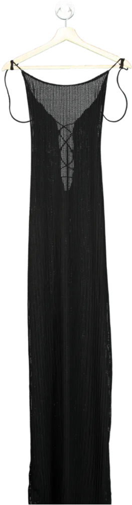 White Fox Black Ribbed Maxi Dress UK M