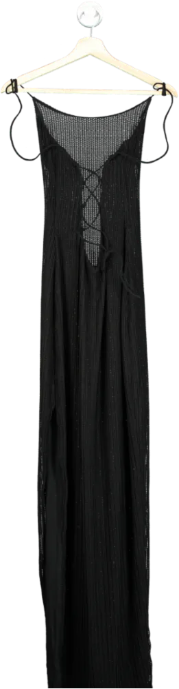 White Fox Black Ribbed Maxi Dress UK M