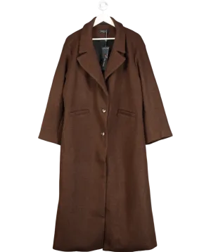 White Fox Chocolate Brown Smart Casual Oversized Coat UK L/XL