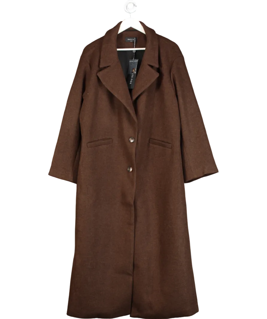 White Fox Chocolate Brown Smart Casual Oversized Coat UK L/XL