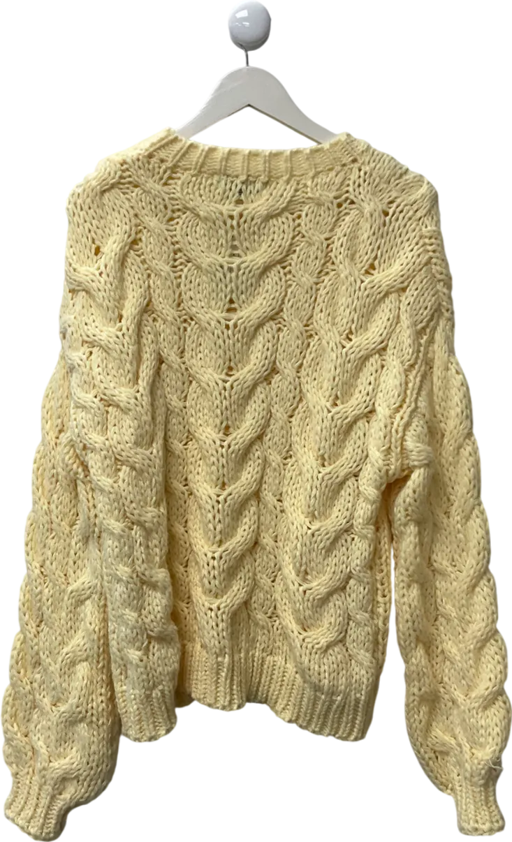 White Fox Yellow Real Feelings Oversized Knit Sweater UK M/L