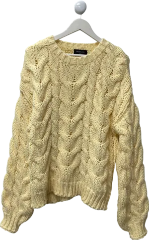 White Fox Yellow Real Feelings Oversized Knit Sweater UK M/L