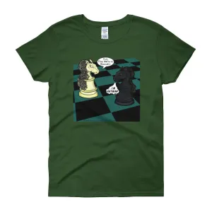 White Knight Dark Chess Match Fitted T-Shirt
