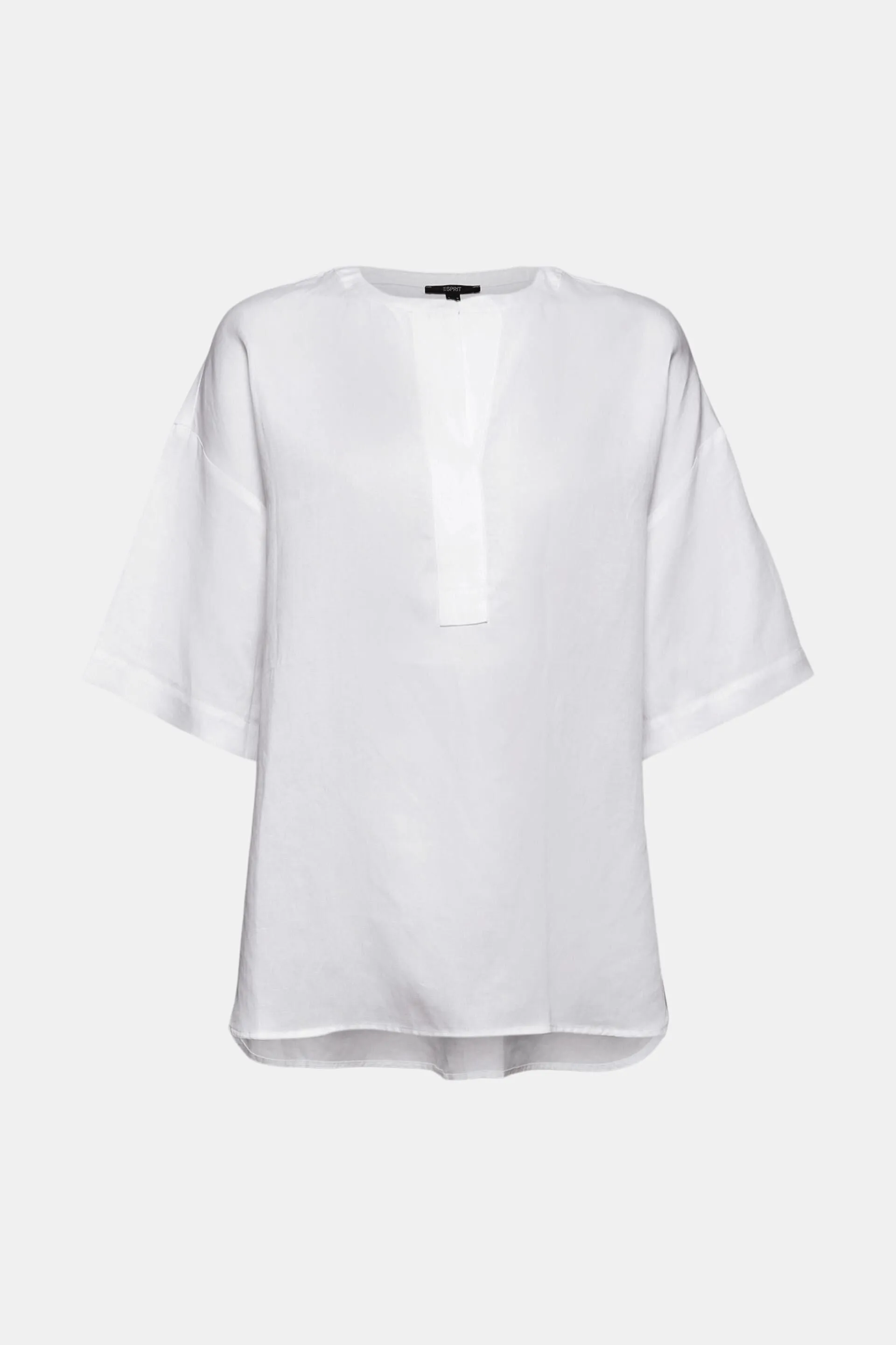 White Linen and Lyocelle Mixed Oversized Blouse