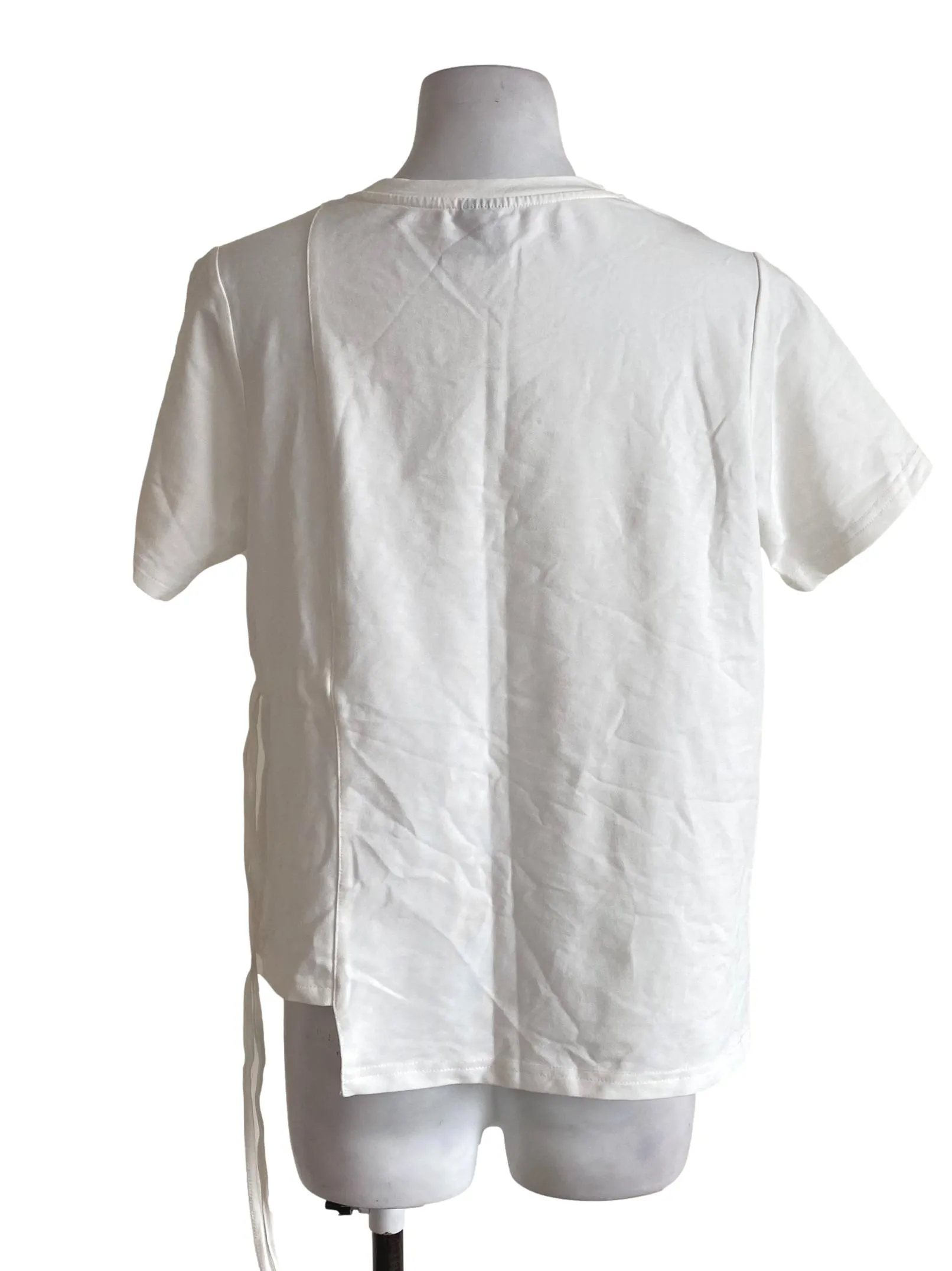 White Round Neck Top