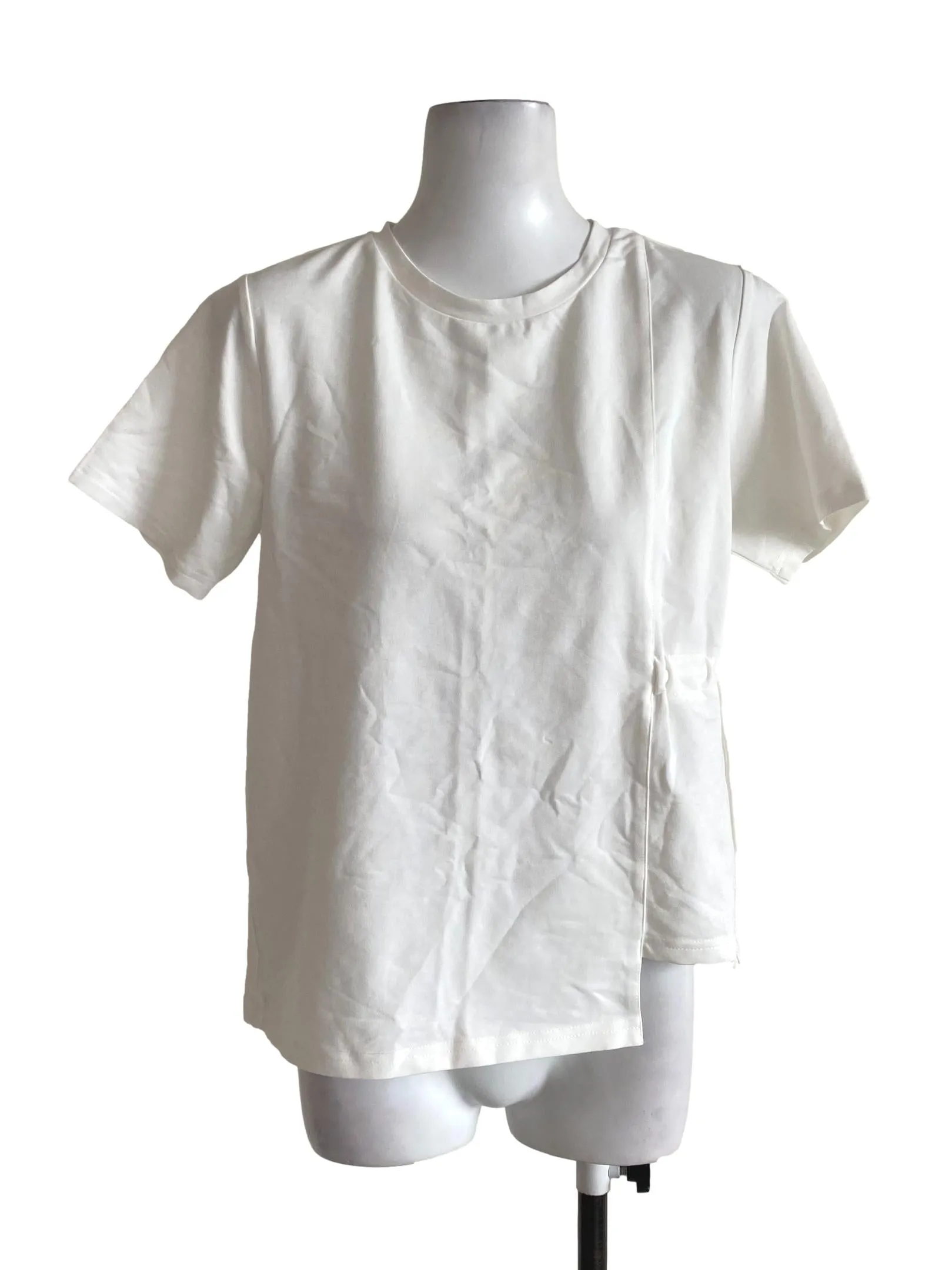 White Round Neck Top