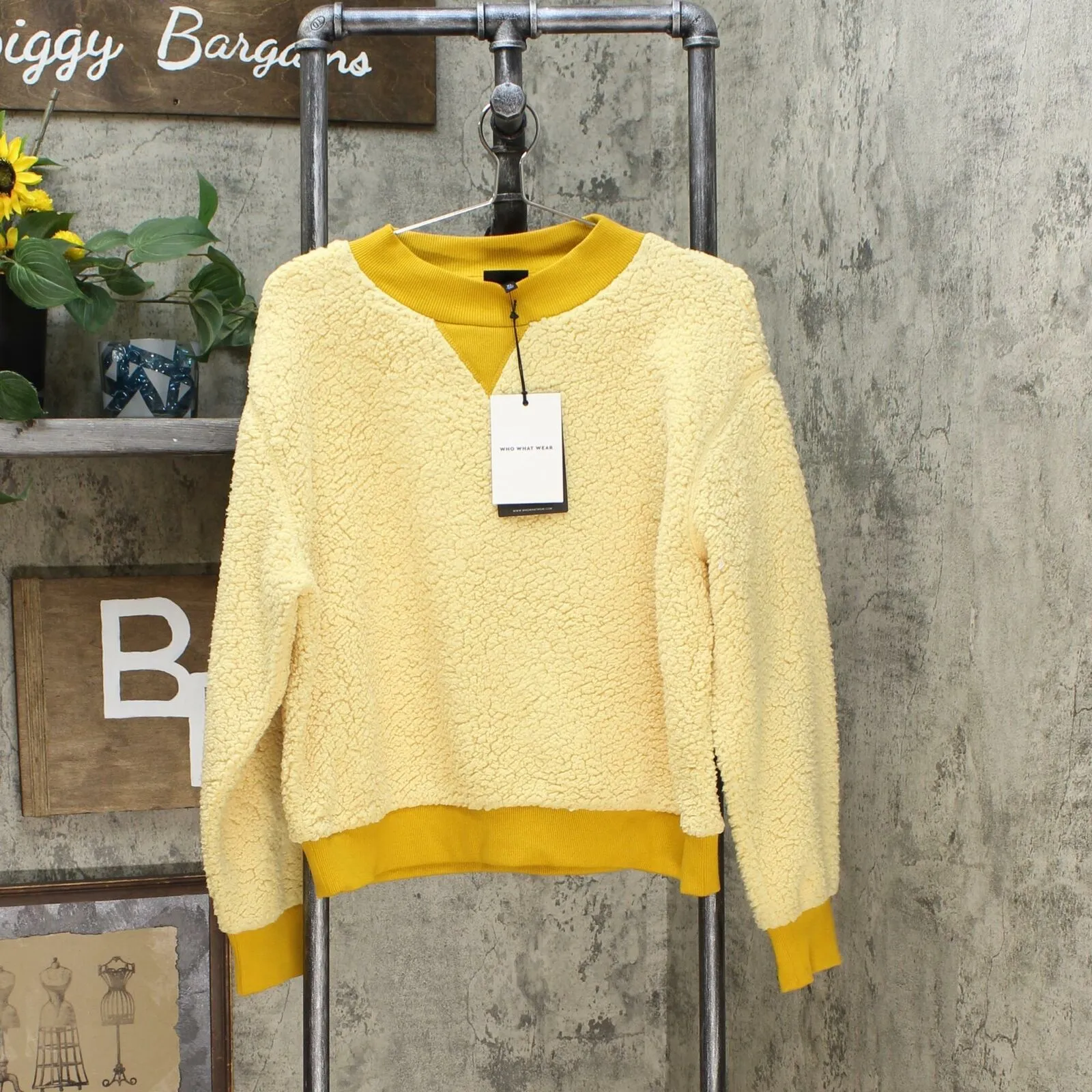 Who What Wear Women's Boat Neck Pullover Sherpa Sweatshirt